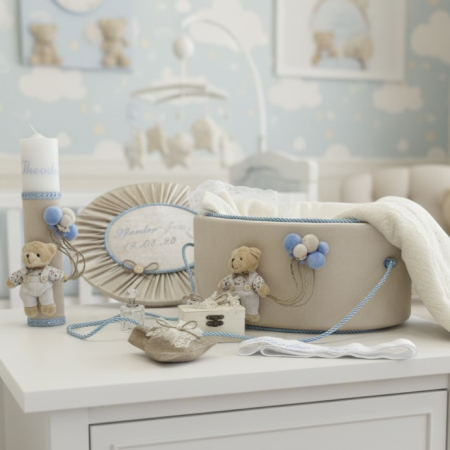 Trusouri botez Premium - Trusou botez la cufar din catifea si lumanare Premium