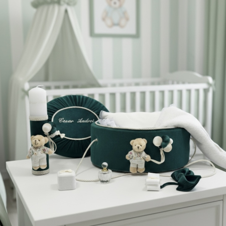 Trusouri botez Premium - Trusou botez la cufar din catifea si lumanare  Premium