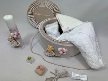 Trusou botez la cufar din catifea si lumanare  Premium [2]