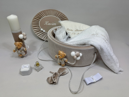 Trusou botez la cufar din catifea si lumanare Premium [1]