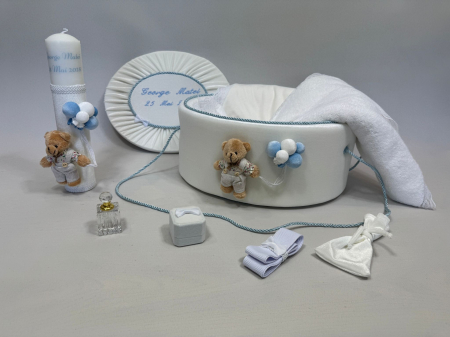 Trusouri botez Premium - Trusou botez la cufar din catifea si lumanare Premium