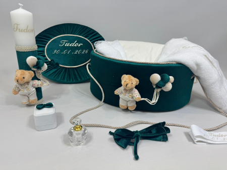Trusou botez la cufar din catifea si lumanare  Premium [2]