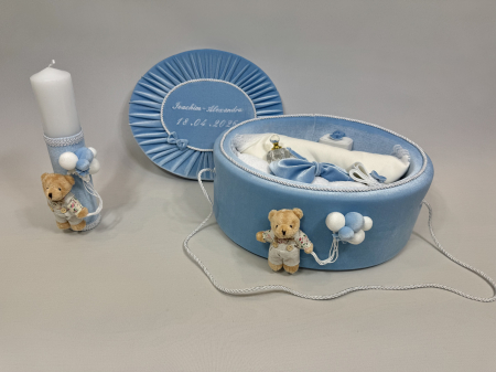 Trusou botez la cufar din catifea si lumanare Premium [4]