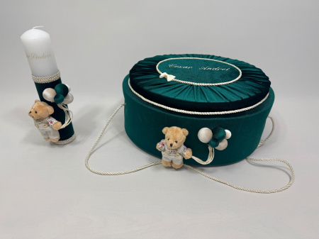 Trusou botez la cufar din catifea si lumanare  Premium [5]