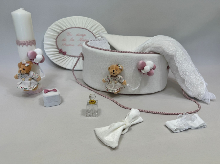 Trusouri botez Premium - Trusou botez la cufar din catifea si lumanare Premium