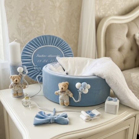 Trusouri botez Premium - Trusou botez la cufar din catifea si lumanare Premium