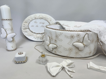 Trusouri botez Glamour - Trusou botez la cufar din catifea si lumanare Glamour