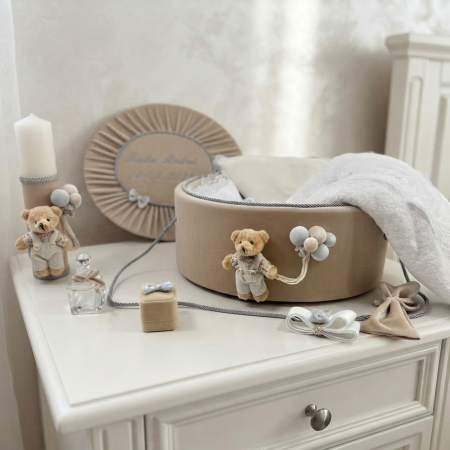 Trusouri botez Premium - Trusou botez la cufar din catifea si lumanare  Premium