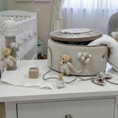 Trusouri botez Premium - Trusou botez la cufar din catifea si lumanare  Premium