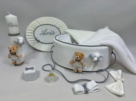 Trusou botez la cufar din catifea si lumanare Premium [0]