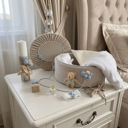 Trusou botez la cufar din catifea si lumanare Premium [0]