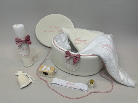 Trusouri botez Basic - Trusou botez la cufar din catifea si lumanare Basic