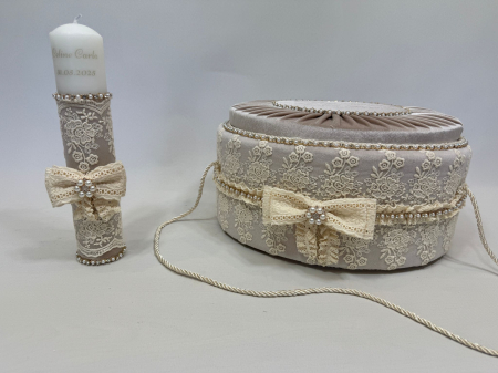 Trusou botez la cufar din catifea si lumanare Glamour [8]