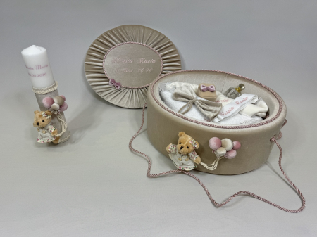 Trusou botez la cufar din catifea si lumanare  Premium [3]