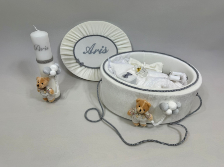 Trusou botez la cufar din catifea si lumanare Premium [3]