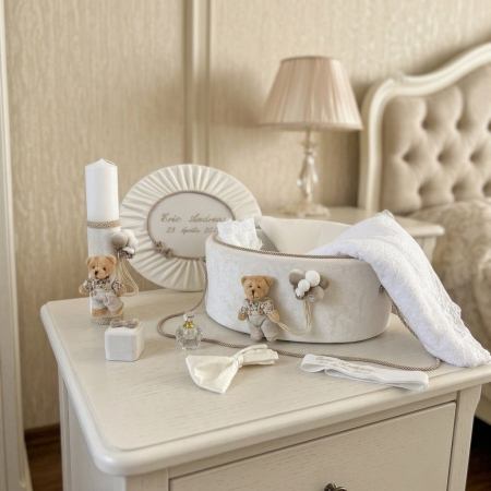 Trusou botez la cufar din catifea si lumanare Premium [0]