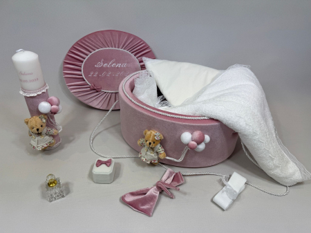 Trusou botez la cufar din catifea si lumanare Premium [1]