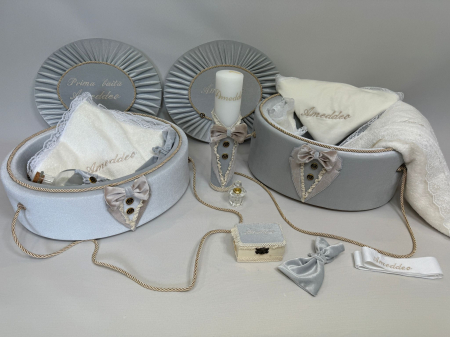 Trusou botez la cufar din catifea si lumanare + Set de Prima  Baita Deluxe [1]