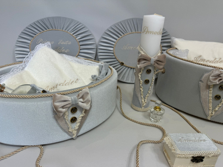 Trusou botez la cufar din catifea si lumanare + Set de Prima  Baita Deluxe [2]