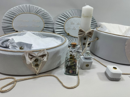 Trusou botez la cufar din catifea si lumanare + Set de Prima  Baita Luxury [2]
