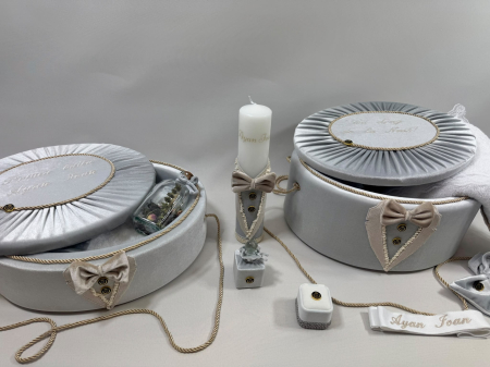 Trusou botez la cufar din catifea si lumanare + Set de Prima  Baita Luxury [4]