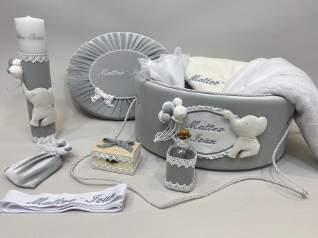 Trusouri botez Luxury - Trusou botez la cufar din catifea si lumanare  Luxury
