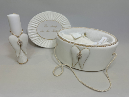 Trusou botez la cufar din  catifea si lumanare Glamour [5]
