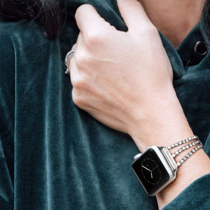 Bratara pentru Apple Watch, eleganta, din din otel inoxidabil argintiu, compatibila cu iWatch seria 3 38mm, seria 4 40mm, seria 5 40mm, seria SE 40mm, seria 6 40mm sau seria 7 41mm [4]