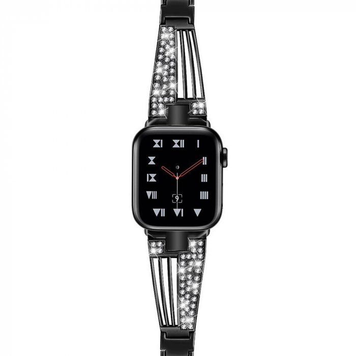 Bratara pentru Apple Watch, eleganta, din din otel inoxidabil neagra, compatibila cu iWatch seria 3 38mm, seria 4 40mm, seria 5 40mm, seria SE 40mm, seria 6 40mm sau seria 7 41mm [2]