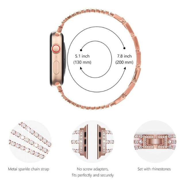Bratara Apple Watch Luxury Charms Rose 38/40mm [6]