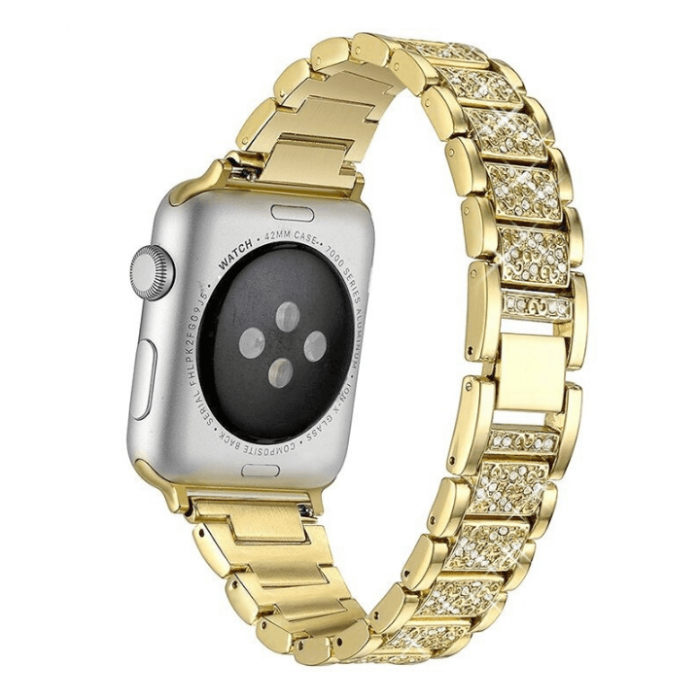 Bratara pentru Apple Watch, eleganta, din din otel inoxidabil auriu, compatibila cu iWatch seria 3 38mm, seria 4 40mm, seria 5 40mm, seria SE 40mm, seria 6 40mm sau seria 7 41mm [2]
