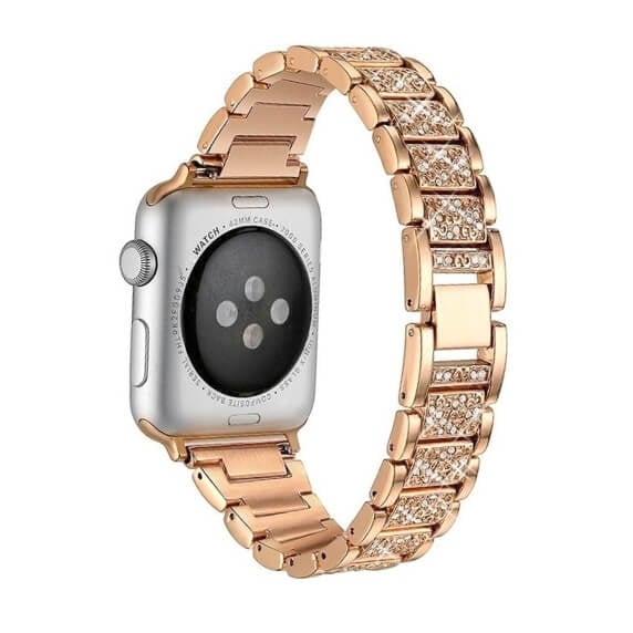 Bratara pentru Apple Watch, eleganta, din din otel inoxidabil gold rose, compatibila cu iWatch seria 3 38mm, seria 4 40mm, seria 5 40mm, seria SE 40mm, seria 6 40mm sau seria 7 41mm [3]