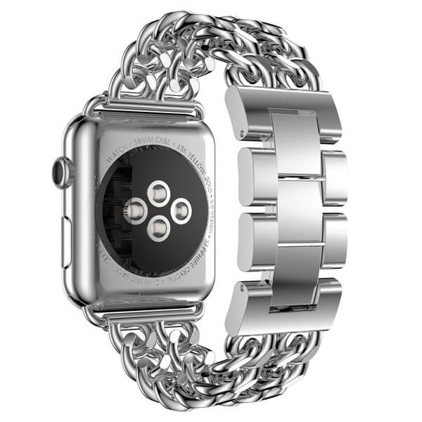 Bratara pentru Apple Watch, eleganta, din din otel inoxidabil argintiu, compatibila cu iWatch seria 3 38mm, seria 4 40mm, seria 5 40mm, seria SE 40mm, seria 6 40mm sau seria 7 41mm [3]