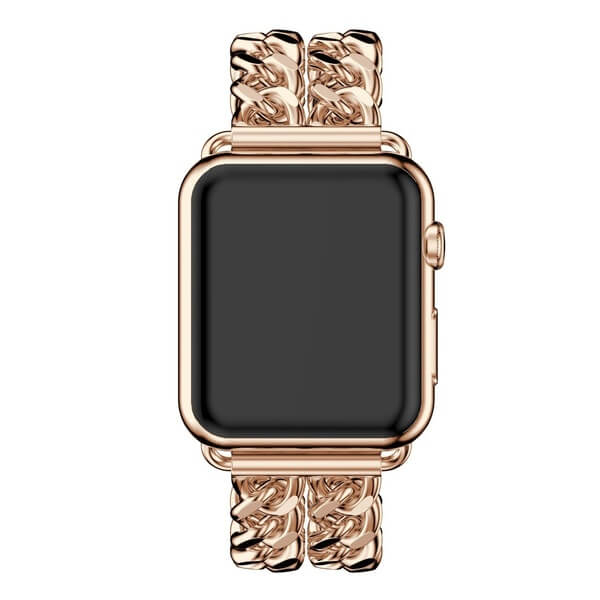 Bratara pentru Apple Watch, eleganta, din din otel inoxidabil roz gold, compatibila cu iWatch seria 3 42mm, seria 4 44mm, seria 5 44mm, seria SE 44mm, seria 6 44mm sau seria 7 45mm [4]