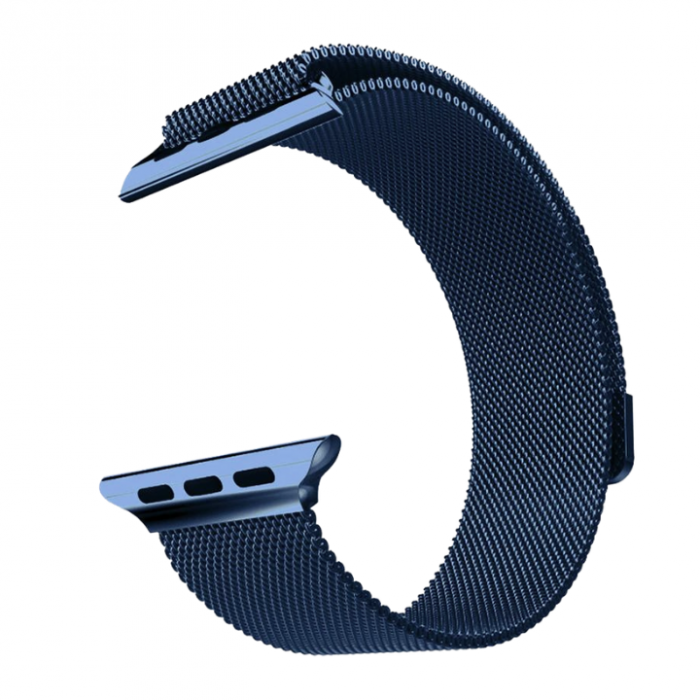 Bratara pentru Apple Watch, albastra, eleganta, din din otel inoxidabil, compatibila cu iWatch seria 3 38mm, seria 4 40mm, seria 5 40mm, seria SE 40mm, seria 6 40mm sau seria 7 41mm [1]