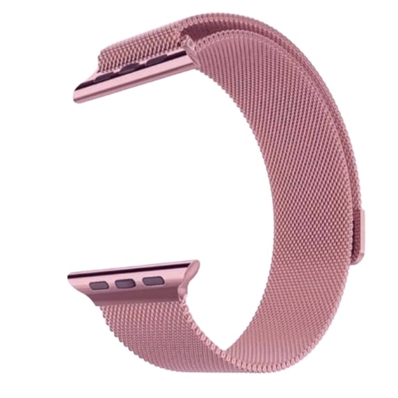 Curea eleganta Milanese Loop, pentru Apple Watch, magnetica, roz, din metal(otel inoxidabil), compatibila cu iWatch seria 3 42mm, seria 4 44mm, seria 5 44mm, seria SE 44mm, seria 6 44mm sau seria 7 45mm [1]
