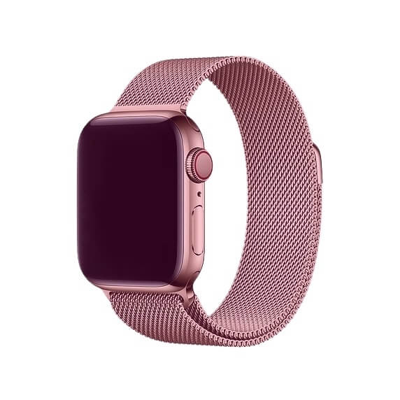 Curea eleganta Milanese Loop, pentru Apple Watch, magnetica, roz, din metal(otel inoxidabil), compatibila cu iWatch seria 3 42mm, seria 4 44mm, seria 5 44mm, seria SE 44mm, seria 6 44mm sau seria 7 45mm [2]