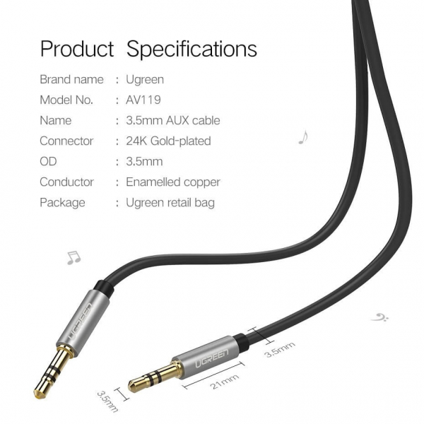 Cablu audio AUX Jack 3.5mm 2m [8]