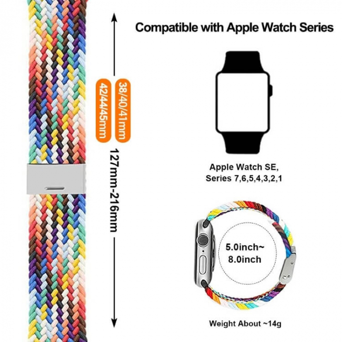 Curea pentru Apple Watch, sport loop, neagra, din nylon(material textil), compatibila cu iWatch seria 3 42mm, seria 4 44mm, seria 5 44mm, seria SE 44mm, seria 6 44mm sau seria 7 45mm [4]