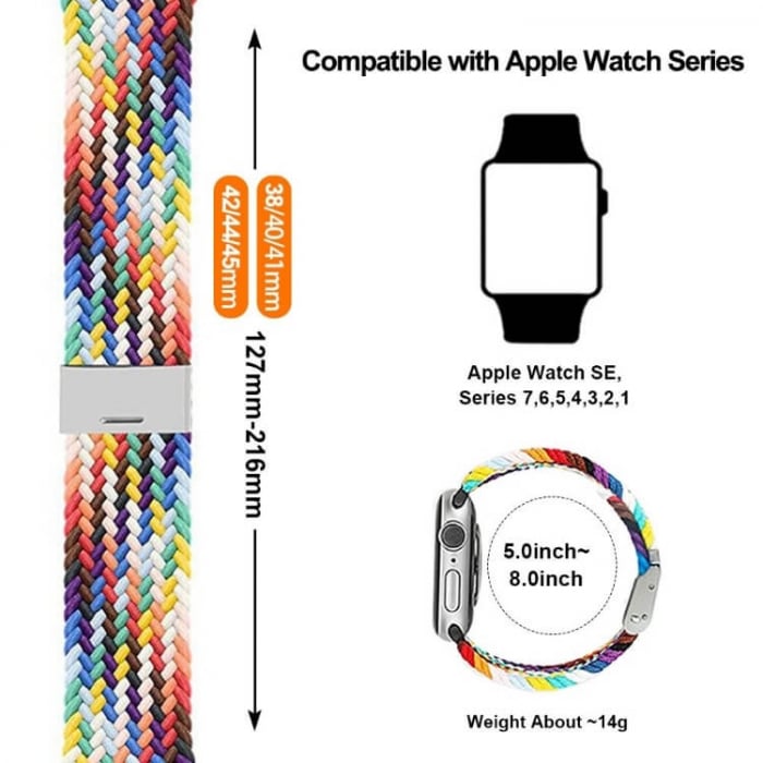 Curea pentru Apple Watch, sport loop, galbena-portocalie, din nylon(material textil), compatibila cu iWatch seria 3 38mm, seria 4 40mm, seria 5 40mm, seria SE 40mm, seria 6 40mm sau seria 7 41mm [3]