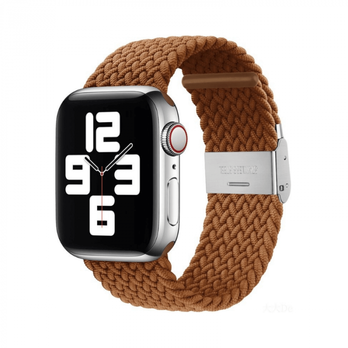Curea pentru Apple Watch, sport loop, coffe, din nylon(material textil), compatibila cu iWatch seria 3 42mm, seria 4 44mm, seria 5 44mm, seria SE 44mm, seria 6 44mm sau seria 7 45mm [2]