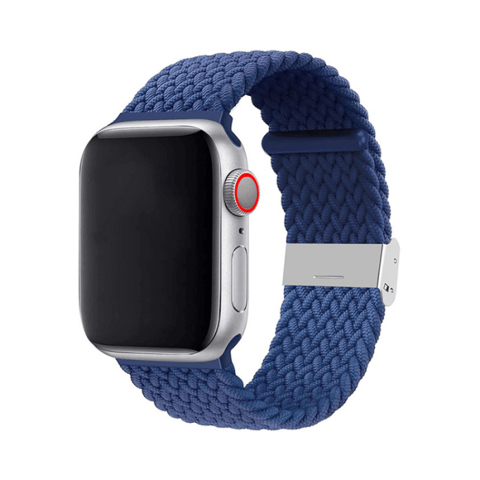 Curea pentru Apple Watch, sport braided loop, albastra, din nylon(material textil), compatibila cu iWatch seria 3 38mm, seria 4 40mm, seria 5 40mm, seria SE 40mm, seria 6 40mm sau seria 7 41mm [3]