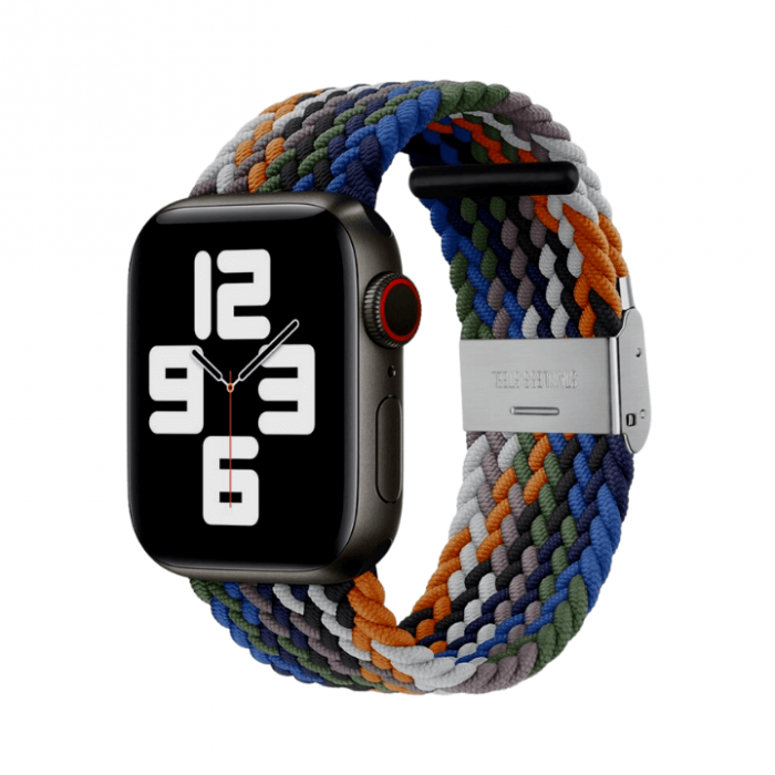 Curea pentru Apple Watch, sport loop, multicolora, din nylon(material textil), compatibila cu iWatch seria 3 42mm, seria 4 44mm, seria 5 44mm, seria SE 44mm, seria 6 44mm sau seria 7 45mm [1]
