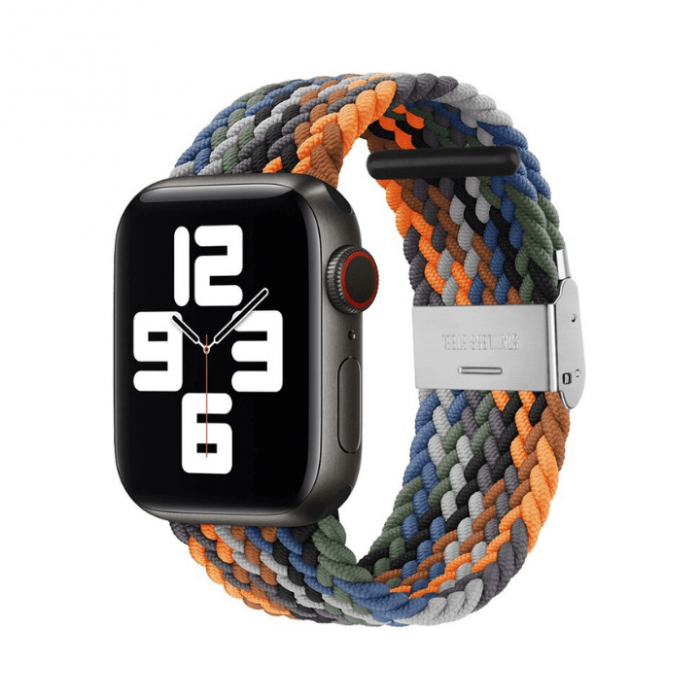 Curea pentru Apple Watch, sport loop, neagra, din nylon(material textil), compatibila cu iWatch seria 3 42mm, seria 4 44mm, seria 5 44mm, seria SE 44mm, seria 6 44mm sau seria 7 45mm [1]