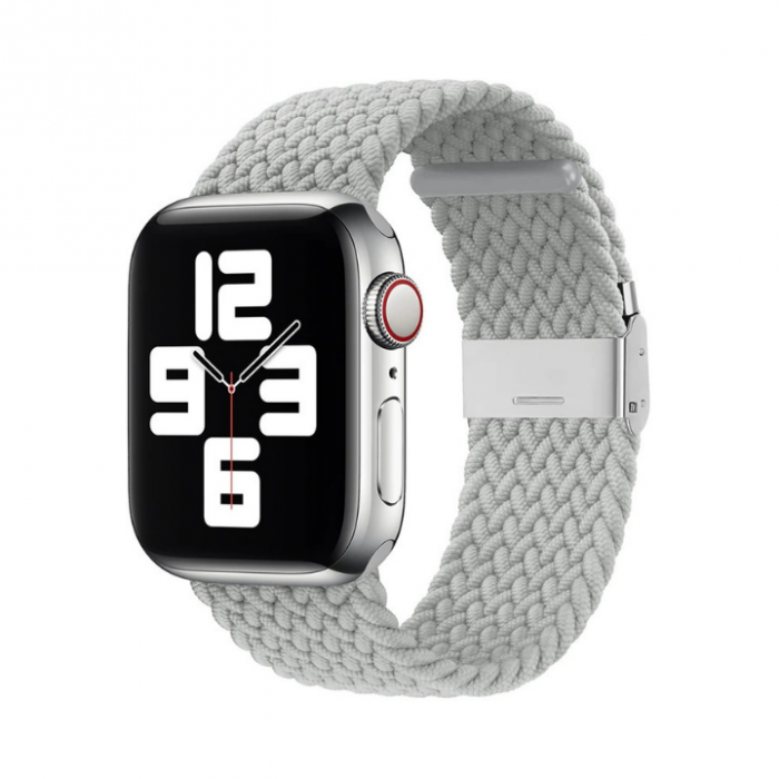 Curea pentru Apple Watch, sport loop, din nylon(material textil) alb, compatibila cu iWatch seria 3 42mm, seria 4 44mm, seria 5 44mm, seria SE 44mm, seria 6 44mm sau seria 7 45mm [1]