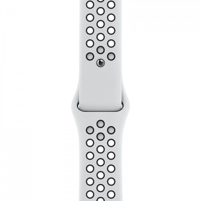 Curea sport pentru Apple Watch, din silicon alb-negru cu perforatii, compatibila cu iWatch seria 3 42mm, seria 4 44mm, seria 5 44mm, seria SE 44mm, seria 6 44mm sau seria 7 45mm [1]