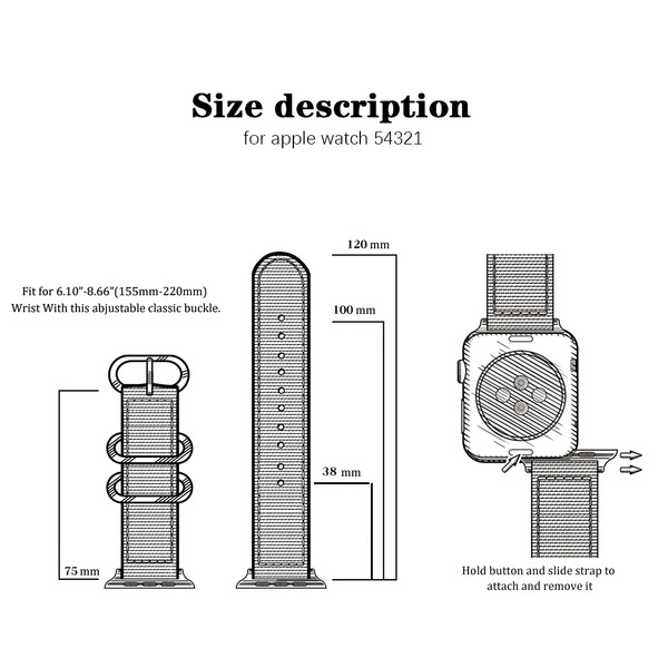Curea pentru Apple Watch, sport, din nylon(material textil) negru, compatibila cu iWatch seria 3 42mm, seria 4 44mm, seria 5 44mm, seria SE 44mm, seria 6 44mm sau seria 7 45mm [10]
