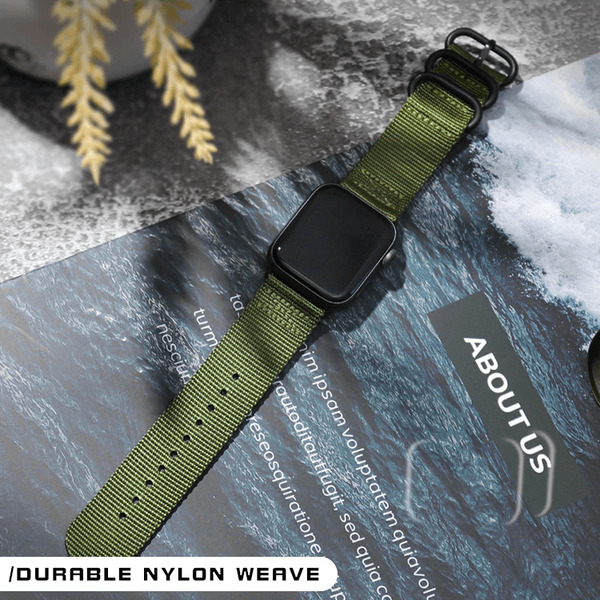 Curea pentru Apple Watch, sport, din nylon(material textil) verde-army, compatibila cu iWatch seria 3 42mm, seria 4 44mm, seria 5 44mm, seria SE 44mm, seria 6 44mm sau seria 7 45mm [5]