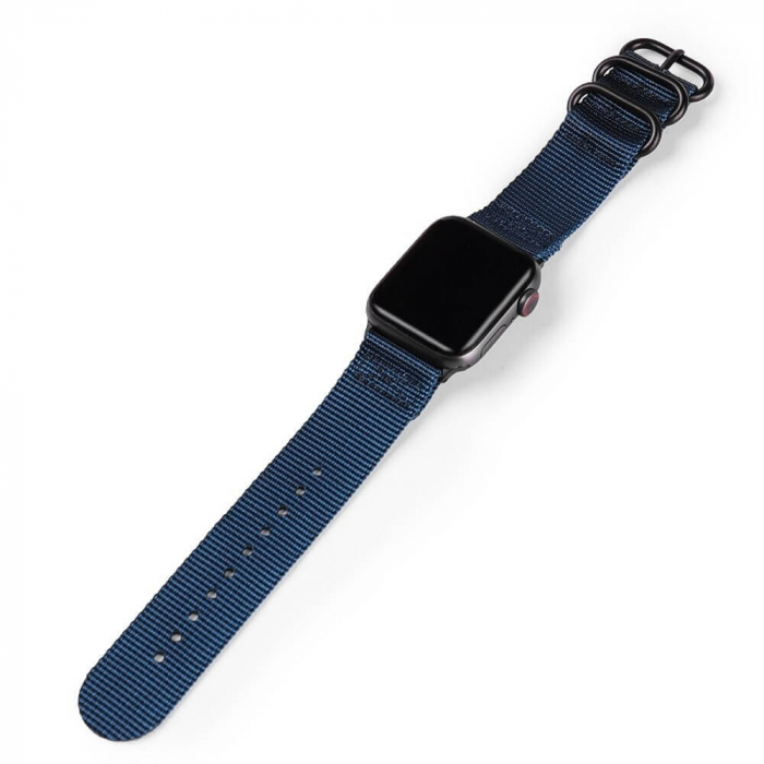 Curea pentru Apple Watch, sport, din nylon(material textil) albastru, compatibila cu iWatch seria 3 42mm, seria 4 44mm, seria 5 44mm, seria SE 44mm, seria 6 44mm sau seria 7 45mm [3]