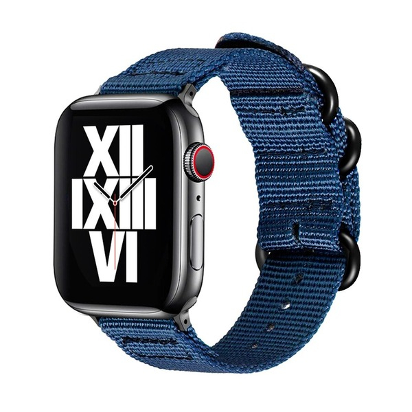 Curea pentru Apple Watch, sport, din nylon(material textil) albastru, compatibila cu iWatch seria 3 42mm, seria 4 44mm, seria 5 44mm, seria SE 44mm, seria 6 44mm sau seria 7 45mm [1]